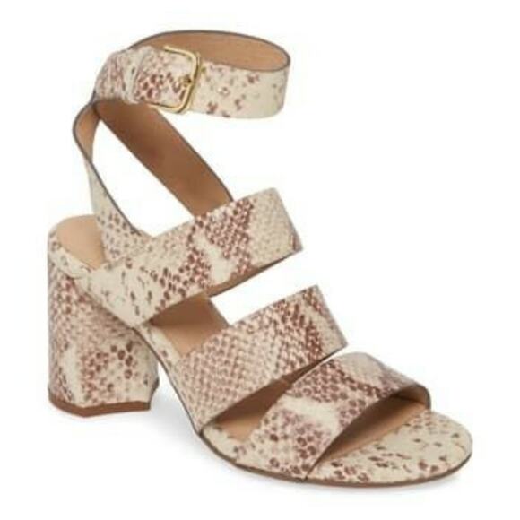 Anthropologie Seychelles snakeskin print leather Strappy Sandal size 9.5 - Picture 1 of 5